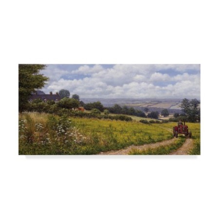 Trademark Fine Art Bill Makinson 'Tractor At Little Eaton' Canvas Art, 24x47 ALI38820-C2447GG